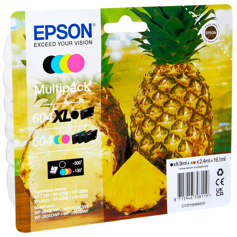 Epson Tintenpatrone gelb, magenta, schwarz, cyan HC (C13T10H94010, 604, 604XL)